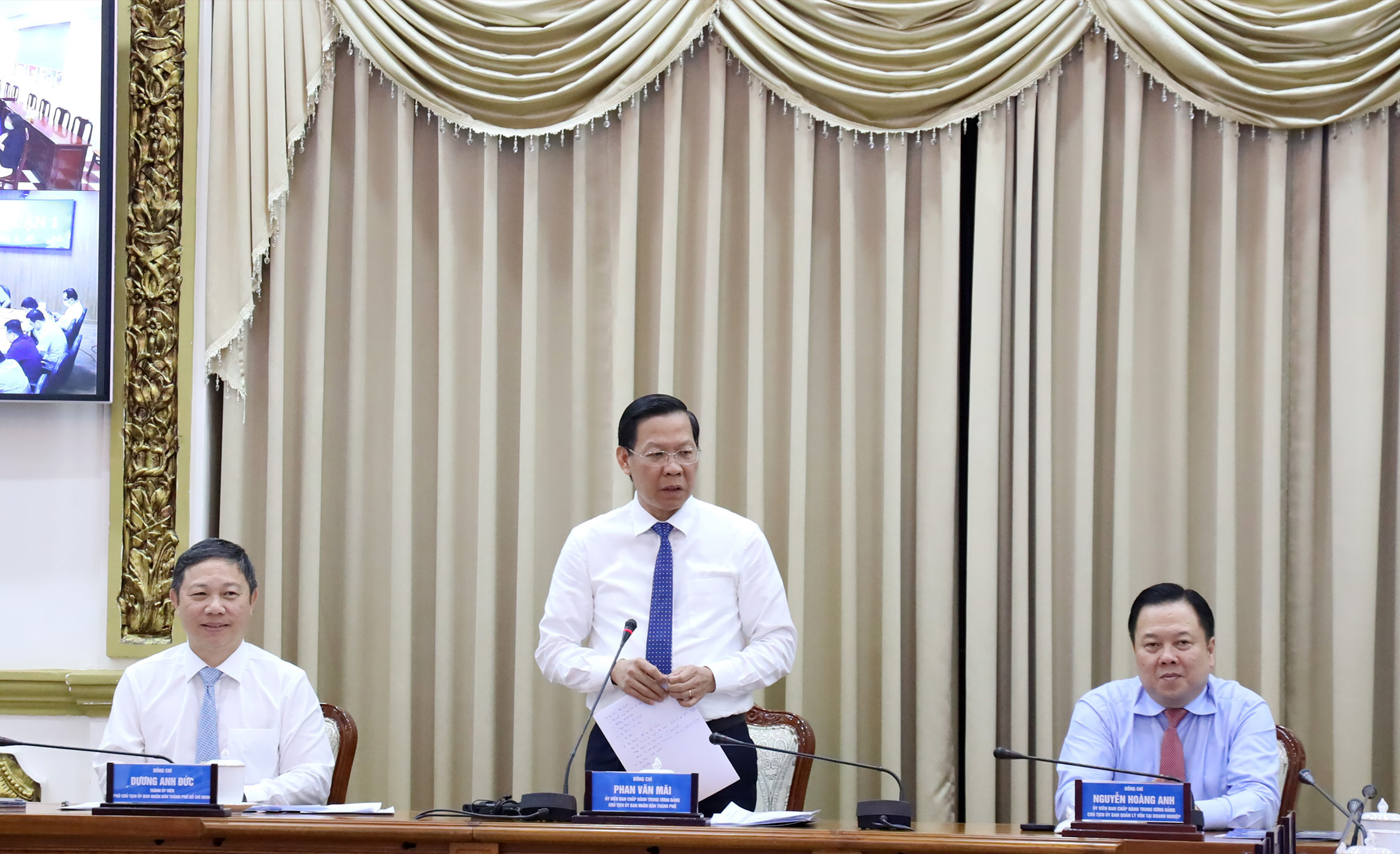 Đồng chí Phan Văn Mãi - Ủy viên Trung ương Đảng, Phó Bí thư Thường trực Thành uỷ, Chủ tịch UBND TP. Hồ Chí Minh phát biểu tại buổi Lễ.